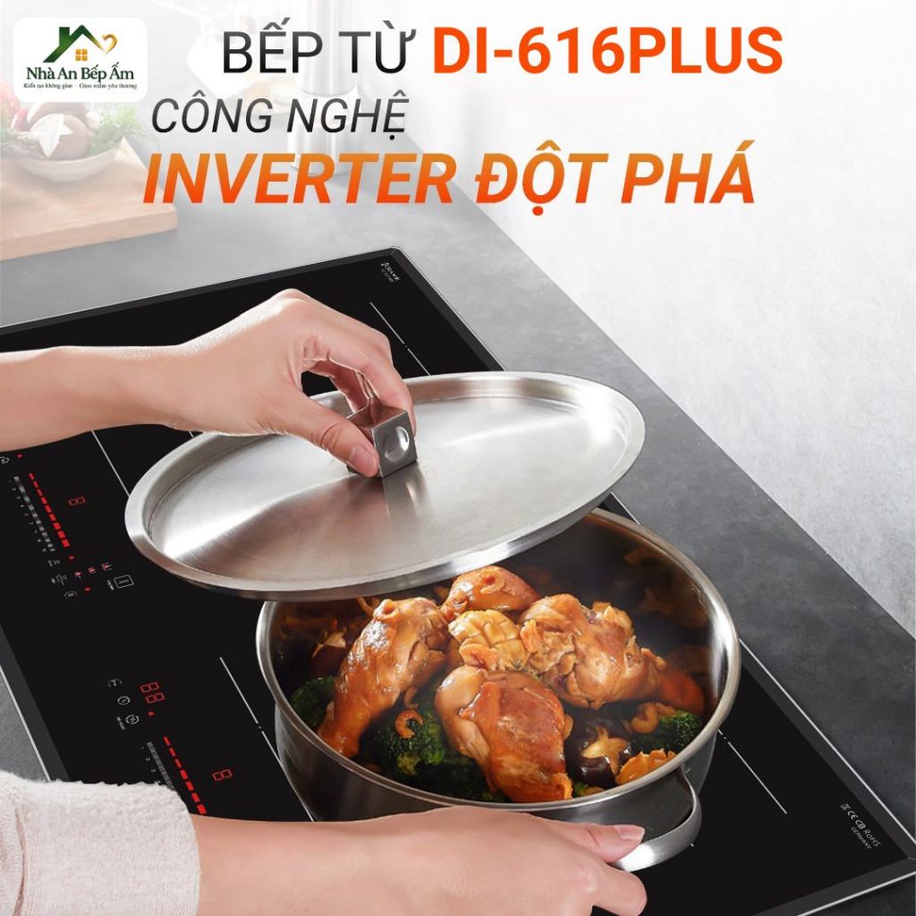 Bếp Từ Đôi Lắp Âm Kocher DI-616PLUS Chính Hãng 2 Vùng Nấu, Inverter Malaysia, Điều Khiển Slider 9 Mứ