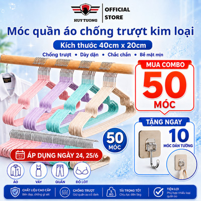 Móc Treo Quần Áo Kim Loại Bọc Nhựa 40x20cm, Chống Trượt, Màu Pastel, Dày Dặn Và Chắc Chắn