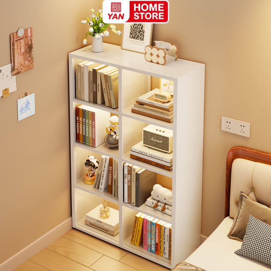 Kệ gỗ đa năng decor phòng 8 ô loại cao 75cm - ga33