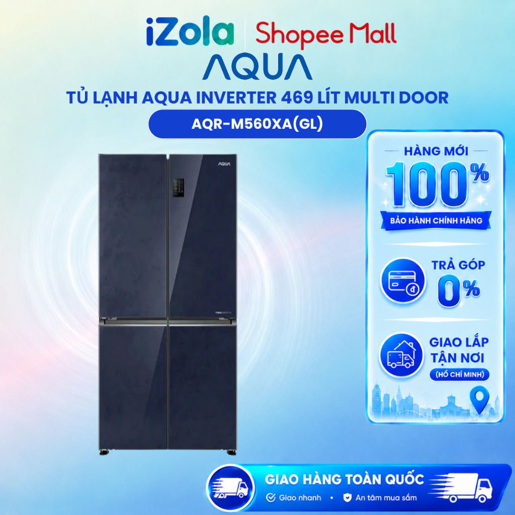 Tủ lạnh AQUA Inverter 469 lít AQR-M560XA(GL) - Hàng chính hãng