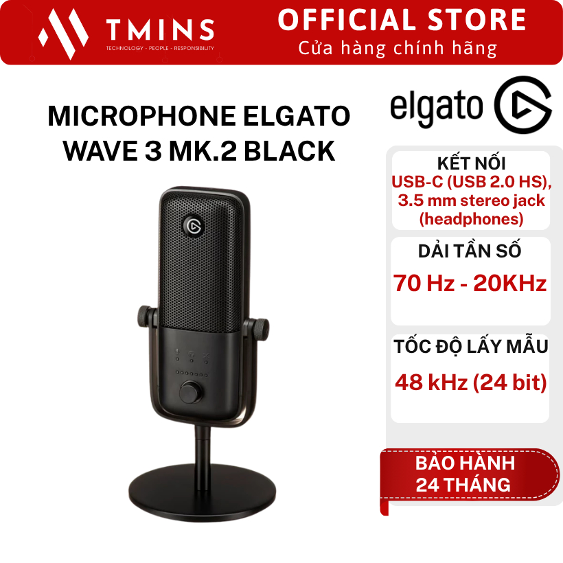 Microphone Elgato Wave 3 MK.2 Black (10MAO9901) - Hàng chính hãng
