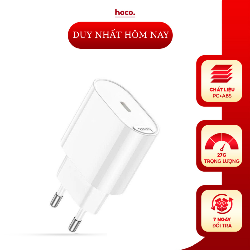 Củ sạc nhanh 20w chính hãng HOCO cho 11/12/13/14.Bộ sạc nhanh tiêu chuẩn pd20w cao cấp chống cháy nổ