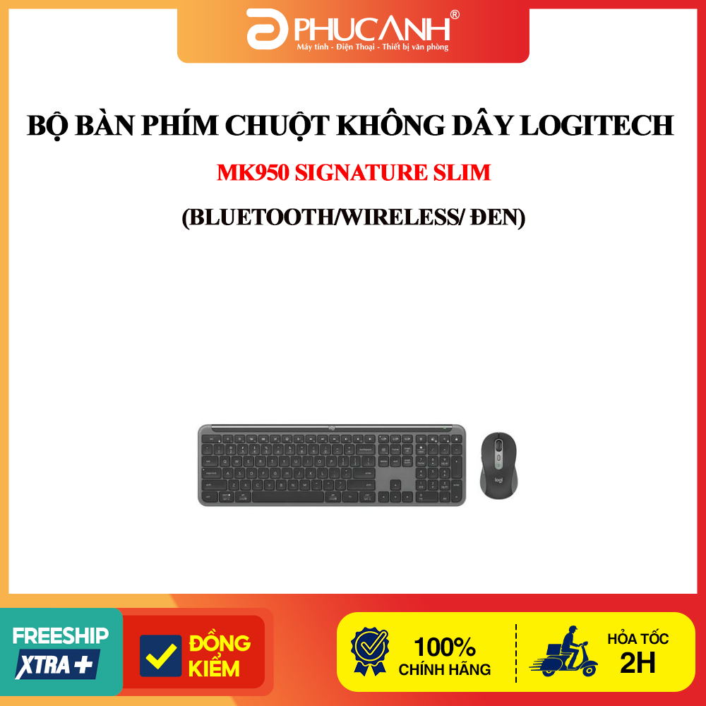 Bộ bàn phím chuột không dây Logitech MK950 Signature Slim (Bluetooth/Wireless/ Đen)