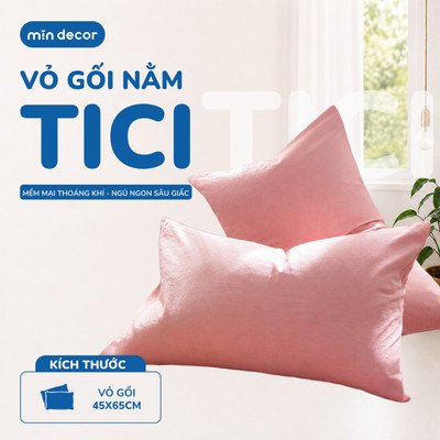 Vỏ Gối Nằm Cotton Tici Mịn Decor, Kích Thước 45x65cm Màu Trơn, Áo Gối Không Khoá Kéo Không Cấn Da