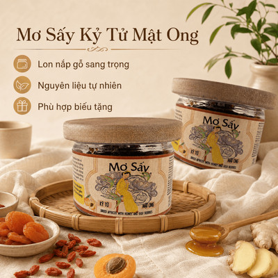 Quà Tặng Trái Cây Sấy Nam Xanh, Mơ Sấy Kỷ Tử Mật Ong, Lon Nắp Gỗ Sang Trọng, Nguyên Liệu Tự Nhiên