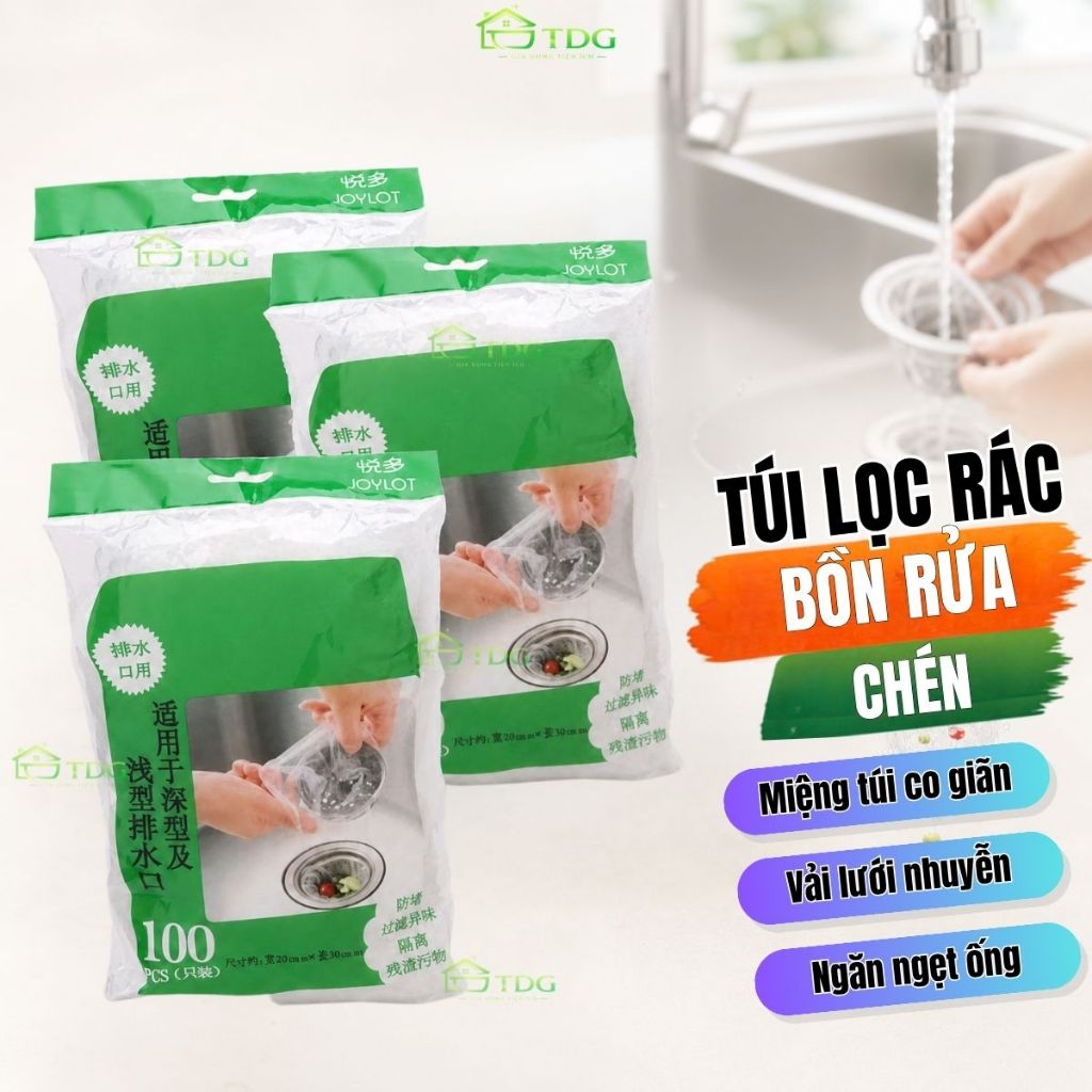Bịch 100 túi lọc rác bồn rửa chén AnHome co giãn tốt phủ kín phù hợp với nhiều loại bồn