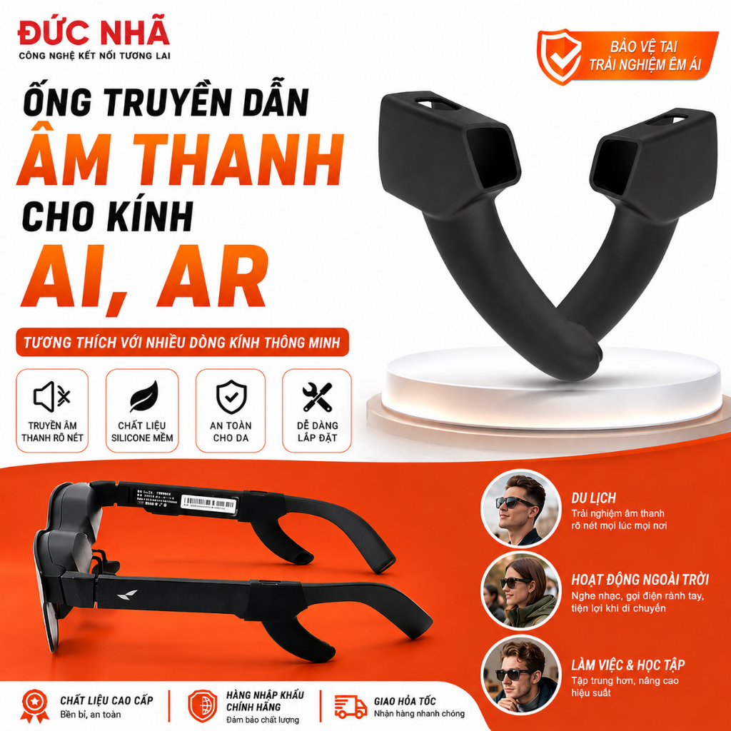 Ống dẫn âm thanh HiBLOKS, dùng cho kính AI, AR Rayneo, Meta Rayban, Xreal, Xiaomi, Rokid glasses