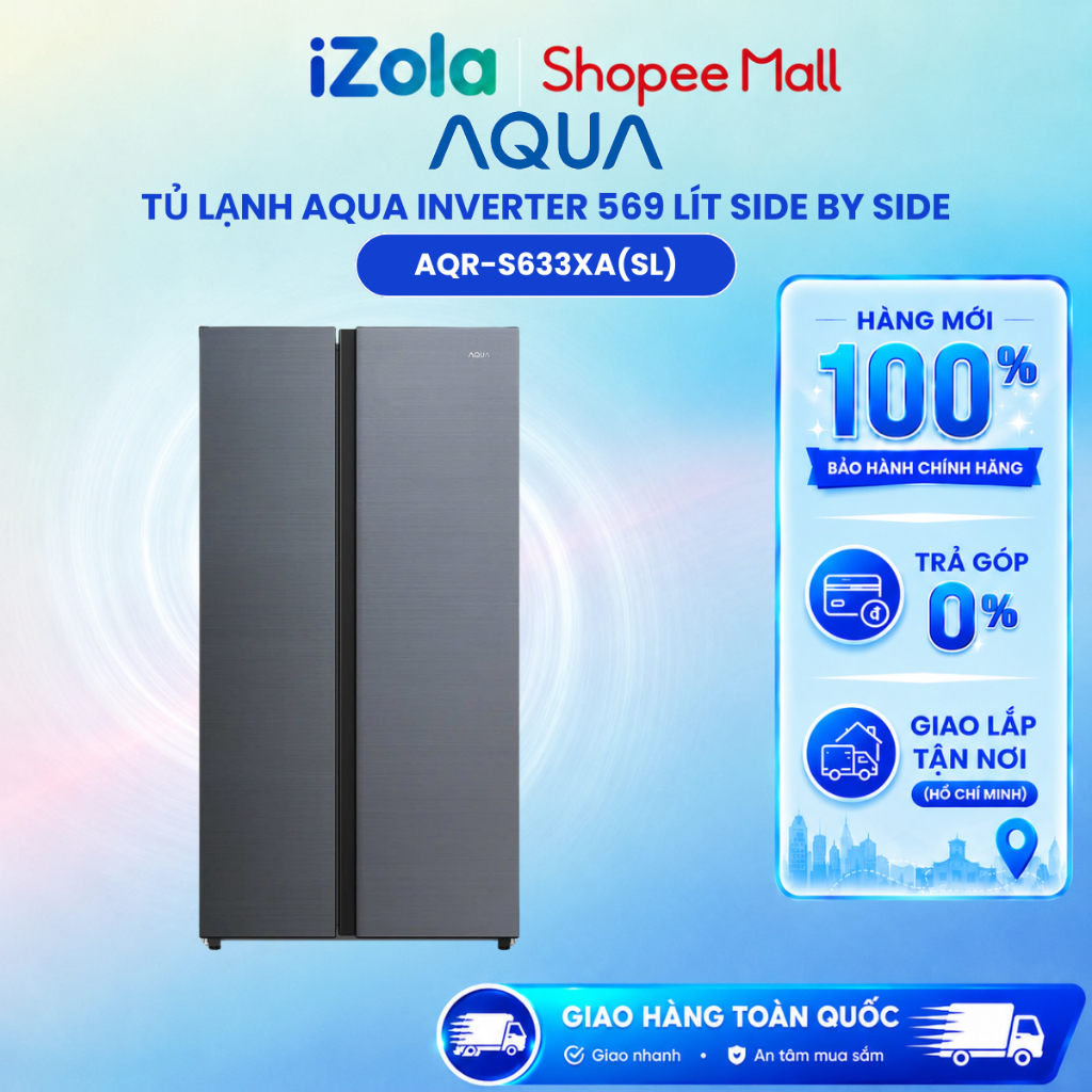 AQR-S633XA(SL) - Tủ Lạnh Aqua Inverter 569 Lít AQR-S633XA(SL) - Hàng chính hãng