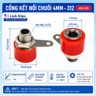 Đôi jack bắp chuối cái 4mm JK-312 đen/ đỏ