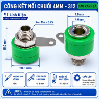 Đôi jack bắp chuối cái 4mm JK-312 đen/ đỏ