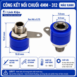 Đôi jack bắp chuối cái 4mm JK-312 đen/ đỏ