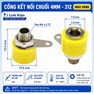 Đôi jack bắp chuối cái 4mm JK-312 đen/ đỏ