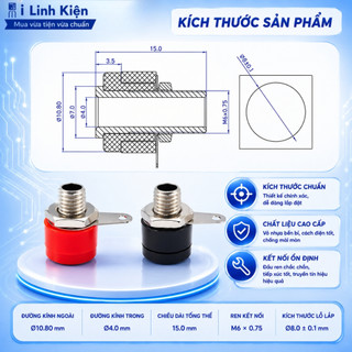 Đôi jack bắp chuối cái 4mm JK-312 đen/ đỏ