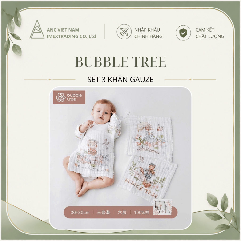 Set 3 Khăn Gauze Bubble Tree