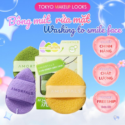 Bông mút bọt biển rửa mặt Amortals Face Washing Puff Hình Giọt Nước Làm Sạch Da Mặt