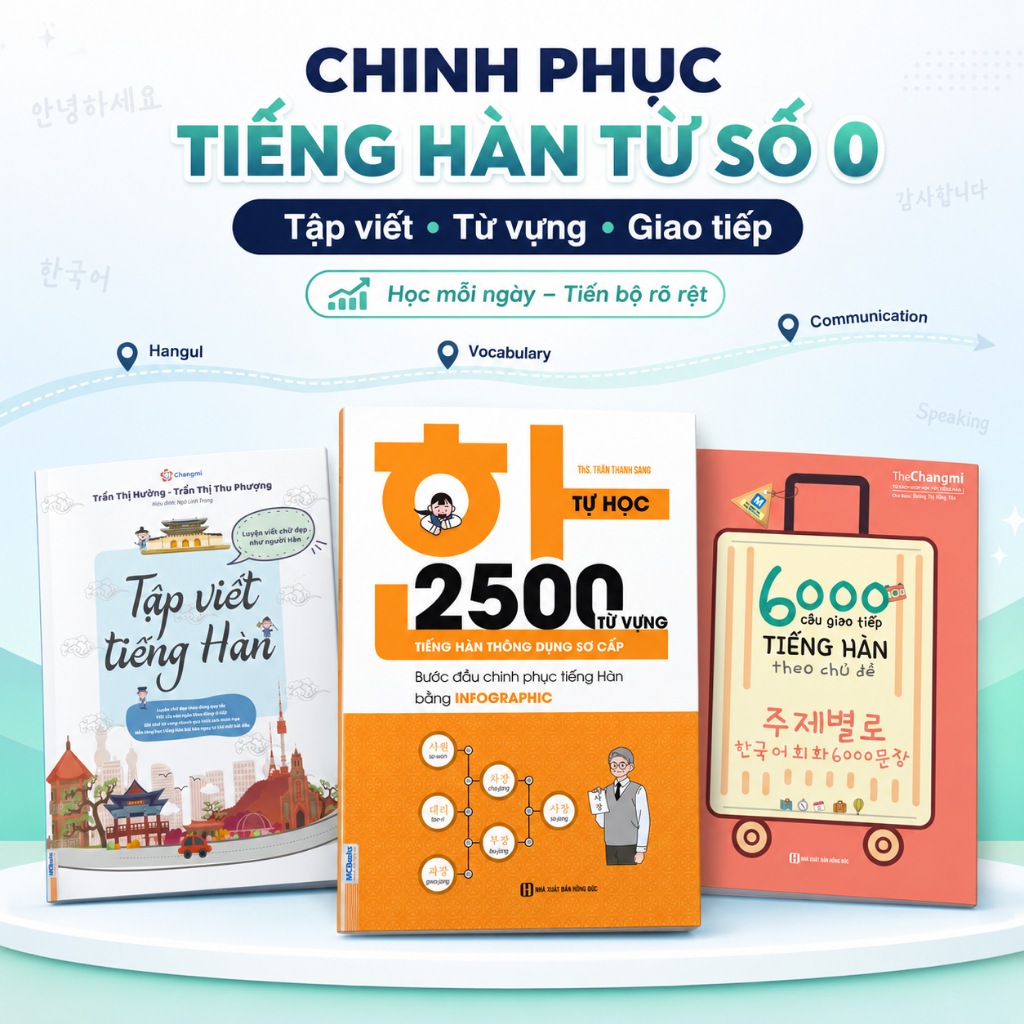 Sách Sách Tập Viết Tiếng Hàn 2500 Từ Vựng Tiếng Hàn Thông Dụng Sơ Cấp 6000 Câu Giao Tiếp Tiếng Hàn