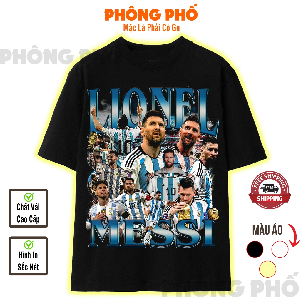 [PHÔNG PHỐ] Áo Phông Lionel Messi Argentina World Cup - Áo Thun Messi Bootleg Chất Cotton Cao Cấp Dà