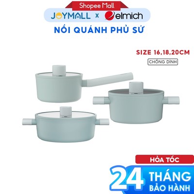 Nồi quánh phủ sứ an toàn Elmich Verona EL-5525SK, Hàng chính hãng, dùng được bếp từ- JoyMall