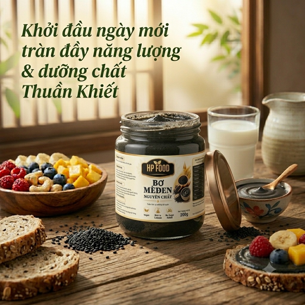 Bơ Mè Đen HP Food Sánh Mịn Thơm Béo Tự Nhiên (Hũ 200g/500g)