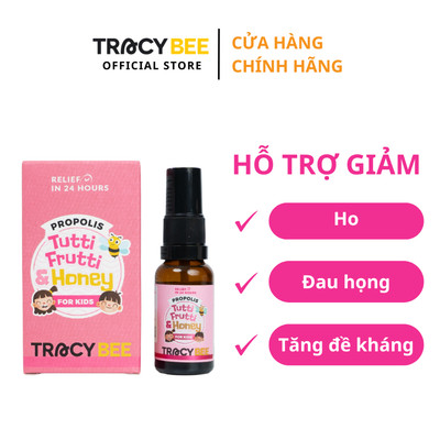 Keo ong xanh Tracybee Propolis Tutti Frutti&Honey 20ml–giảm đau rát họng,ho,viêm họng (vị trái cây)