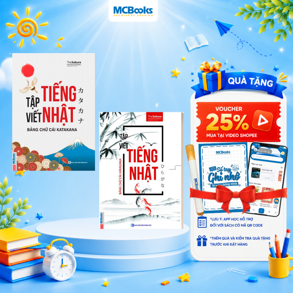Sách - Combo Tập Viết Tiếng Nhật Bảng Chữ Cái Hiragana và Katakana