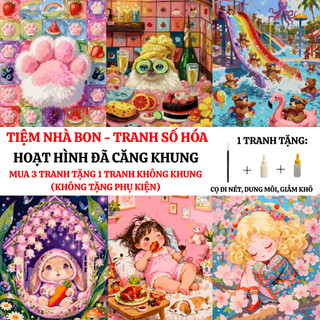 (40X50cm-CÓ BACKBOARD) Tranh tô màu theo số HOẠT HÌNH 3D sẵn khung, cọ vẽ, màu vẽ