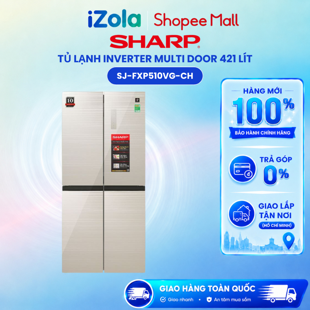 SJ-FXP510VG-CH - Tủ lạnh Sharp Inverter Multi Door 421 lít SJ-FXP510VG-CH - Hàng chính hãng