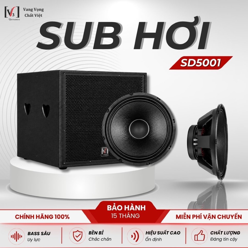 LOA SUB HƠI 50 - SH-5001 - BASS SUB 50 CM - CHÍNH HÃNG V3 AUDIO - TIẾNG TRẦM 50 UY LỰC