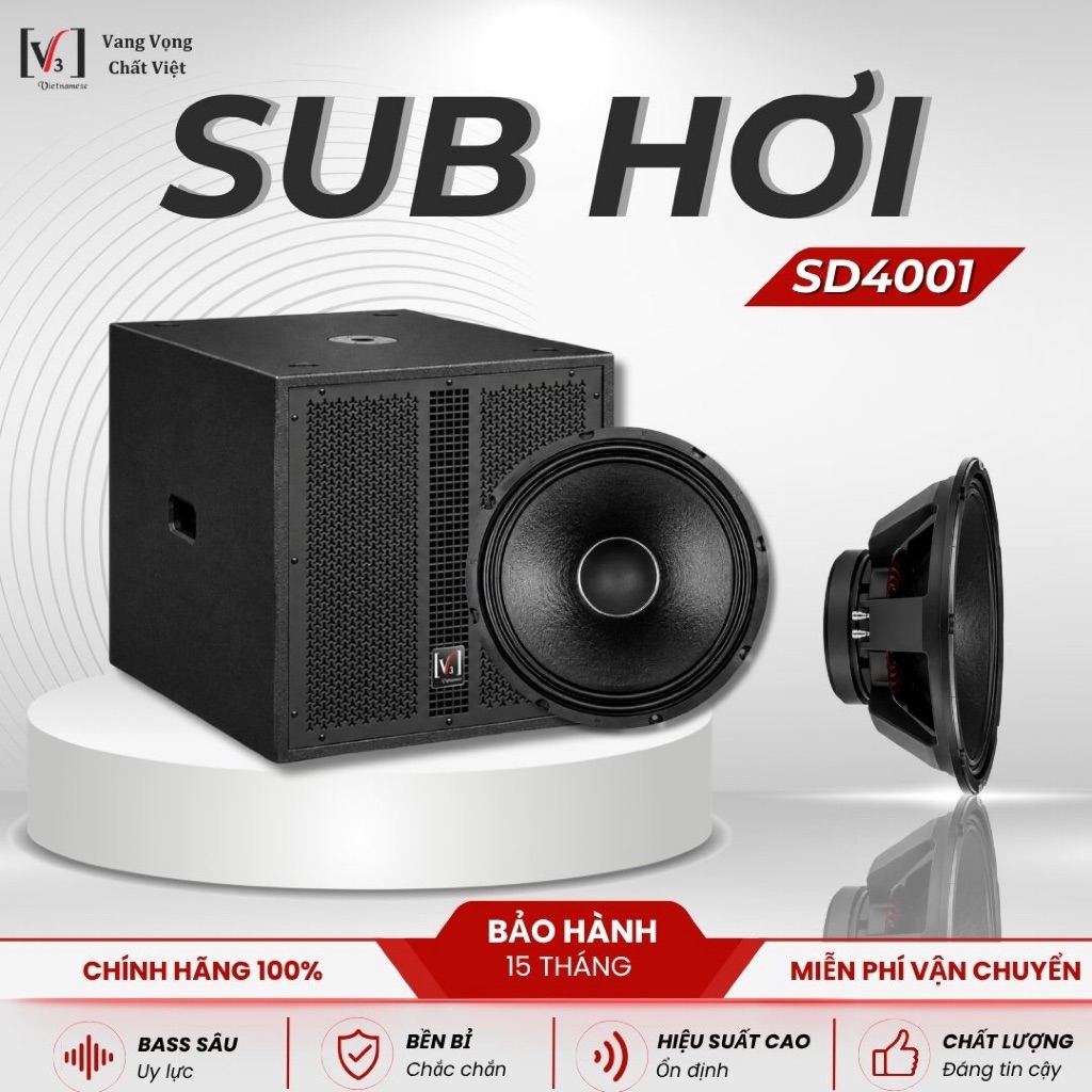LOA SUB HƠI 40 - SH-4001 - BASS SUB 40 CM - CHÍNH HÃNG V3 AUDIO - TIẾNG TRẦM 40 UY LỰC