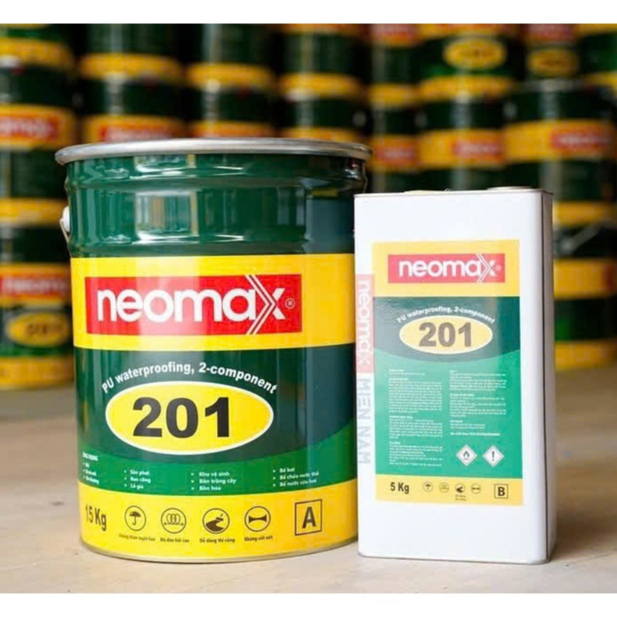 Neomax 201, Chống thấm 2 thành phần gốc Polyurathane, màu xanh loại 7,2kg và 20kg