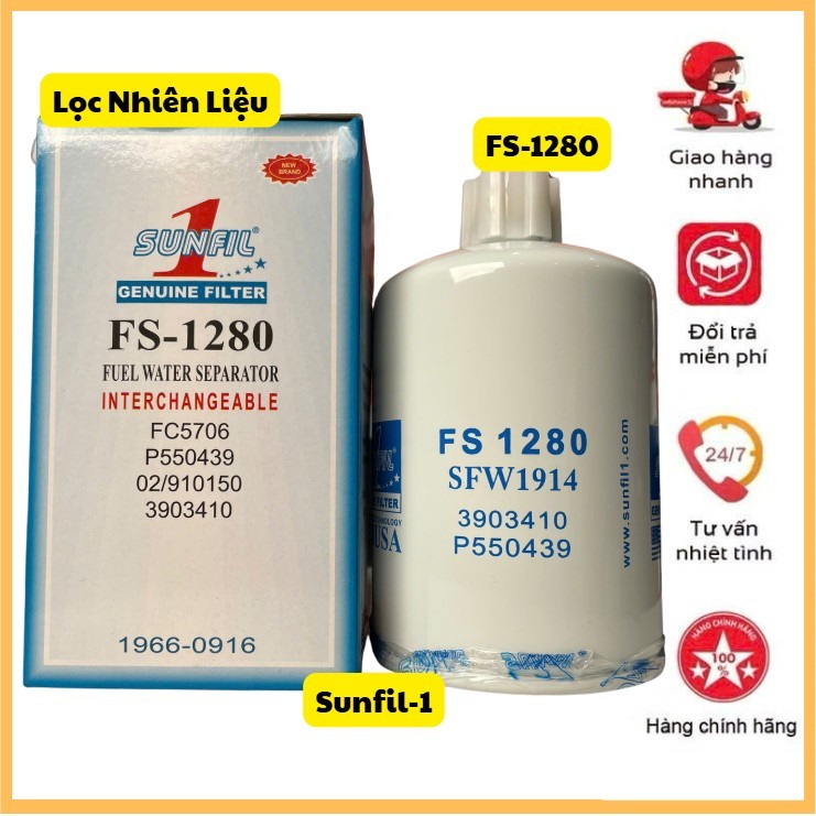 🎁 Lọc dầu FS-1280 Sunfil-1_Động cơ Diesel Cummins 6CT