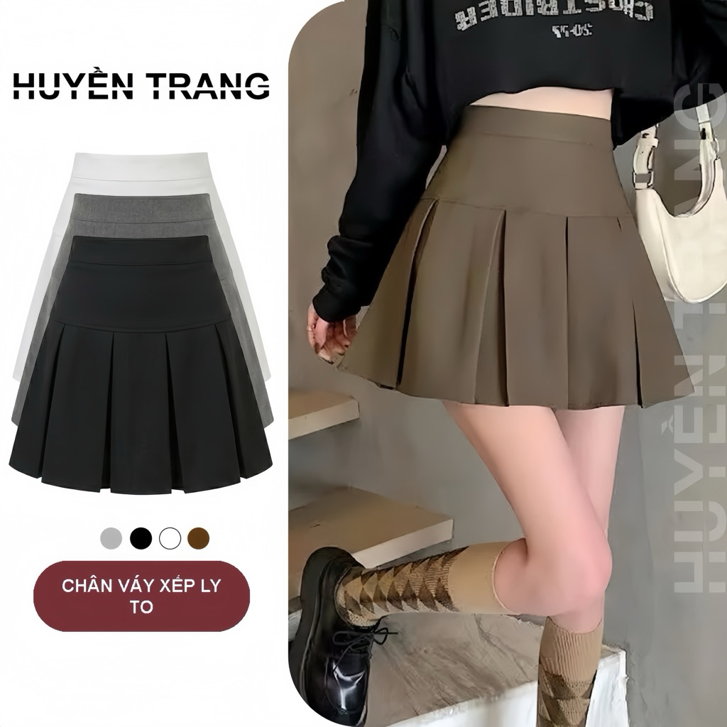 Chân váy xếp ly to, Chân váy tennis midi dáng ngắn xòe phong cách Hàn Quốc M0108