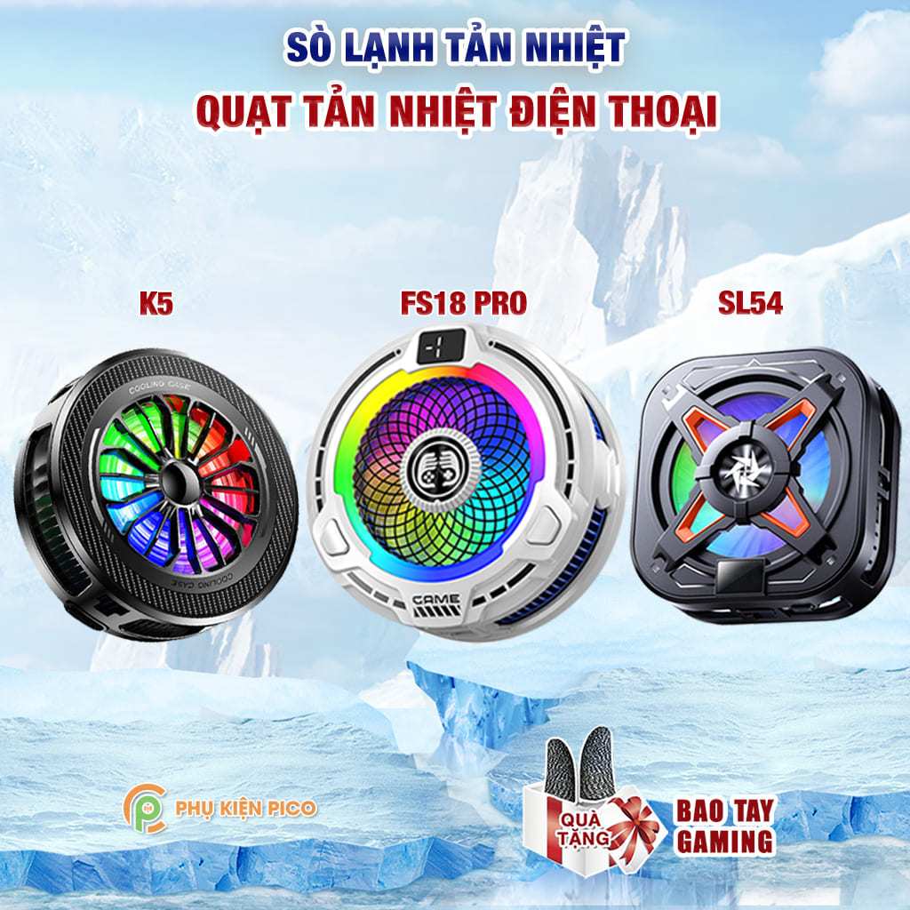 Quạt tản nhiệt điện thoại sò lạnh từ tính SL54 / SL39 / FS18 Pro AI đóng băng bề mặt có ngàm kẹp rời