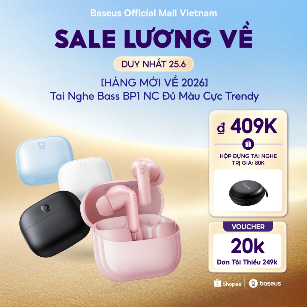 [MỚI VỀ - MÀU TRENDY] Tai Nghe Không Dây Baseus BP1 NC Chống Ồn Thông Minh,Chống Nước,Pin 41h,Chill Trọn Mọi Khoảnh Khắc