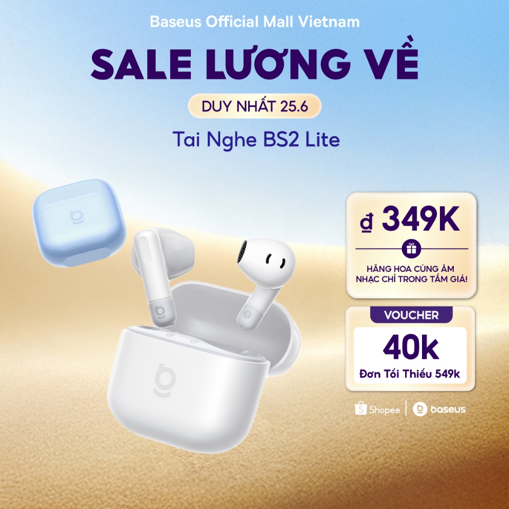 [Giá Sinh Viên - Chọn Là Mê!] Tai Nghe Baseus Bass BS2 Lite Bluetooth 6.0 &2 Mic AI Call Rõ, Nghe Nhạc, Tập Luyện Cực Đã