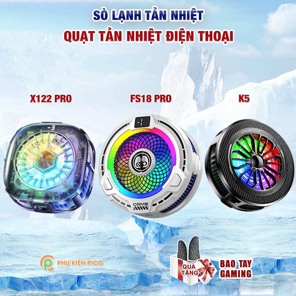 Quạt sò lạnh tản nhiệt điện thoại sò lạnh từ tính X122 Pro / K5 / FS18 Pro AI Led RGB hiển thị nhiệt