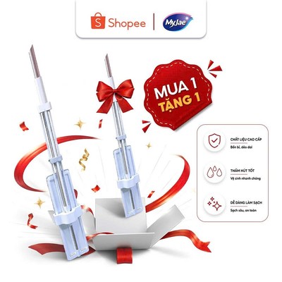 [TRI ÂN MUA 1 TẶNG 1] Cây Lau Nhà Vải Sợi Thần Kì Kéo Vắt Thông Minh Bản Lau To 40cm Tiết Kiệm Thời Gian MyJae
