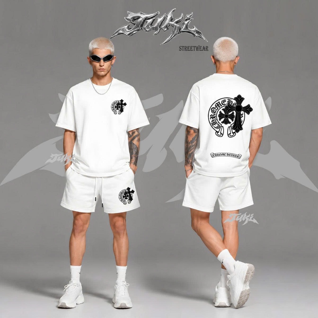 Set Bộ Thun Chrome Iconic Basic Cross Unisex TUKI Form Rộng