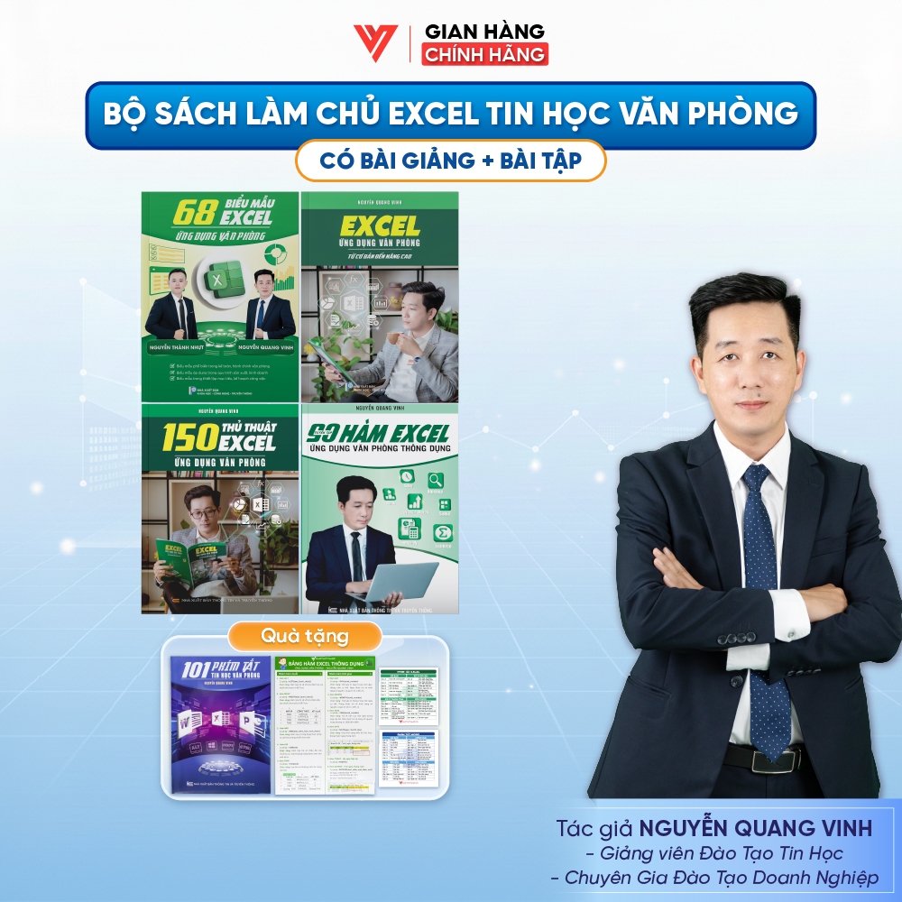 Combo 4 sách 68 Biểu Mẫu Excel - Excel Cơ Bản Nâng Cao - 150 Thủ Thuật Excel và 90 Hàm Excel Ứng Dụn