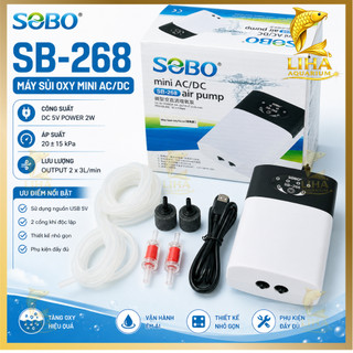 Máy sủi khí oxy tích điện sobo 2 vòi sb-168 sb-268 - máy oxi cho hồ cá