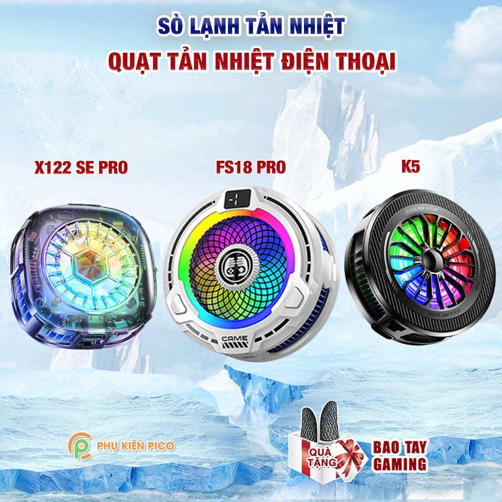 Quạt tản nhiệt điện thoại sò lạnh từ tính K5 / X122 Pro / FS18 Pro AI Led RGB hiển thị nhiệt độ có n