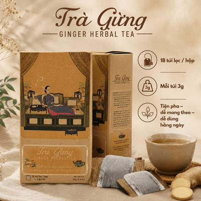 Hộp Trà Gừng Nam Xanh, Trà Túi Lọc, Làm Ấm Cơ Thể, Hương Vị Cay Nhẹ, Túi Lọc Tiện Dụng, 18 Túi Lọc