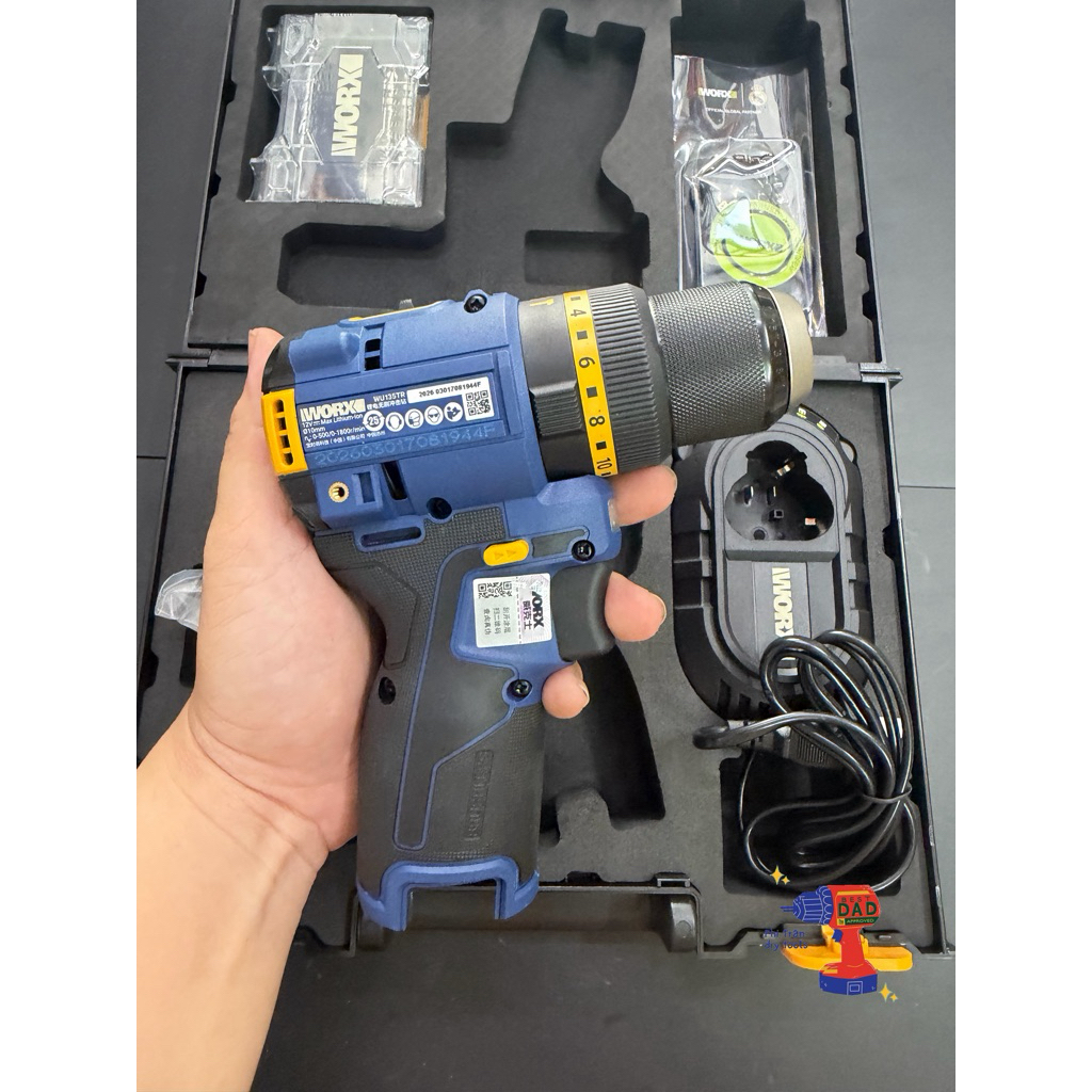Khoan Worx WU135TR 3 chức năng (1 máy 1 pin 2.5 1 sạc) mới 100%