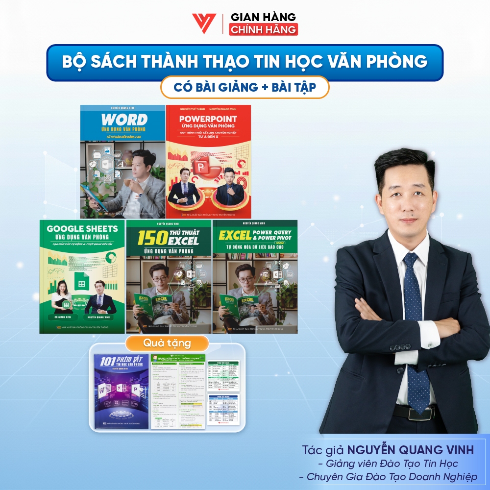 Combo 5 Sách Word-Power Point-Google Sheet-150TT-Power Query Ứng Dụng Văn Phòng ĐÀO TẠO TIN HỌC Kèm 