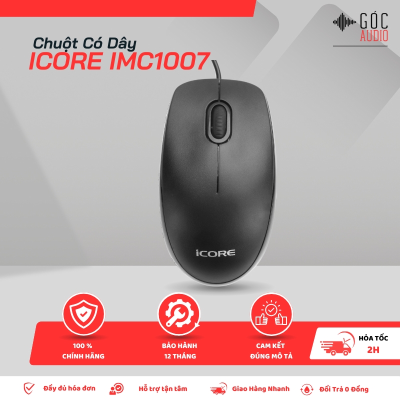 Chuột Có Dây iCore IMC1007 - Silent 90%, Cảm Biến 1200 DPI, Giá Rẻ - GÓC AUDIO