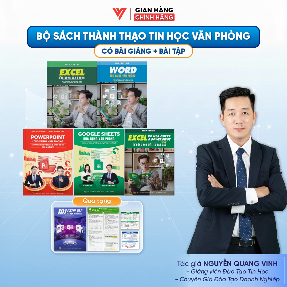 Combo 5 Sách Excel - Word - Power Point -Google Sheet - Power Query Ứng Dụng Văn Phòng ĐÀO TẠO TIN H
