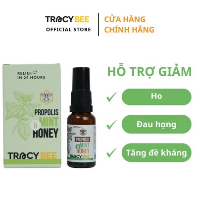 Keo ong xanh Tracybee Propolis Mint & Honey 20ml – giảm đau rát họng, ho, viêm họng (vị bạc hà)