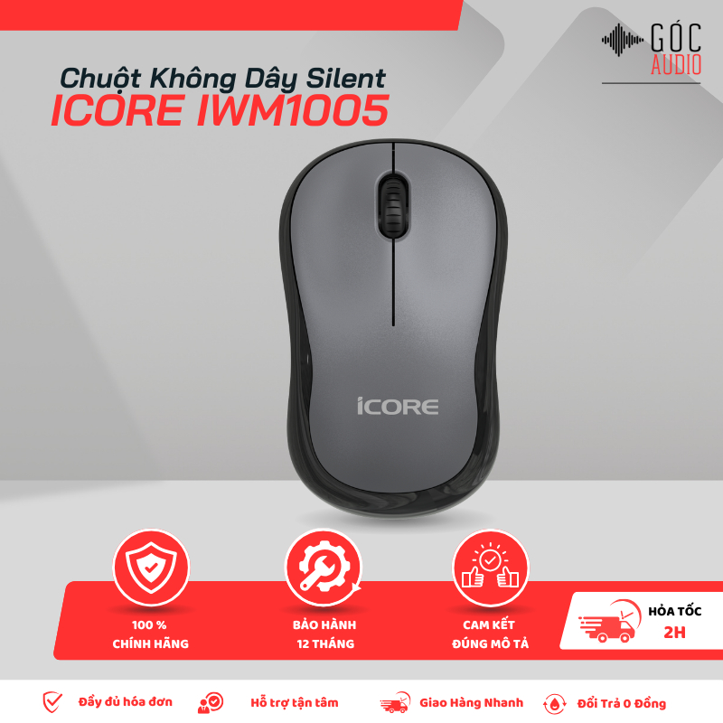 Chuột Không Dây iCore IWM1005 Silent - Thiết Kế Thuận Cả Hai Tay, Giá Tốt - GÓC AUDIO