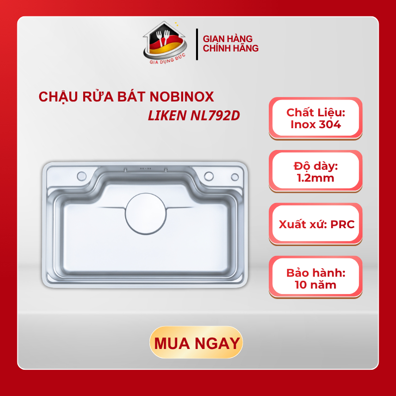 Chậu Rửa Bát 1 Hố Nobinox LIKEN NL792D, Bảo Hành 10 Năm, Xuất Xứ PRC - HP