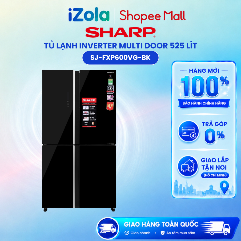 SJ-FXP600VG-BK - Tủ lạnh Sharp Inverter 525 lít Multi Door SJ-FXP600VG-BK - Hàng chính hãng